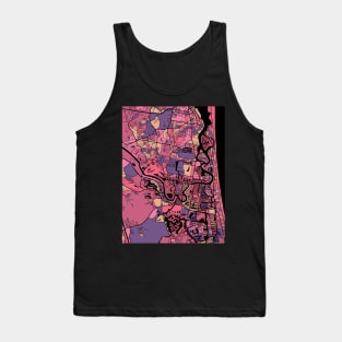 Gold Coast Map Pattern in Purple & Pink Tank Top